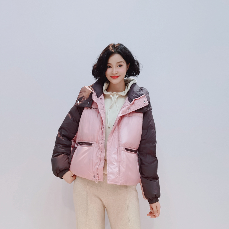 D152 冬季时尚立领可拆卸帽撞色拼接洋气休闲潮流保暖羽绒服 Man