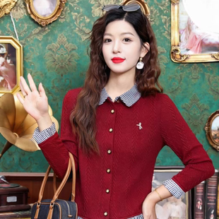 YB31 春季新款假两件针织上衣拼接设计感百搭长袖衬衫