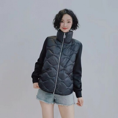D163 时尚立领简约休闲显瘦百搭轻薄拼接羽绒服