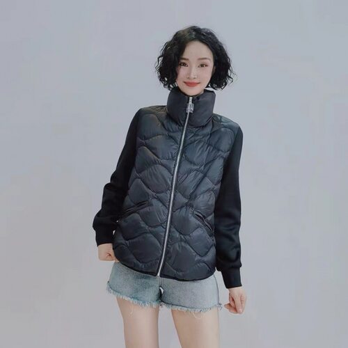 D163 时尚立领简约休闲显瘦百搭轻薄拼接羽绒服