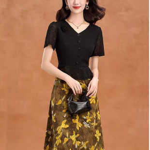 B109 夏款新款高级感时尚洋气高端气质假两件连衣裙