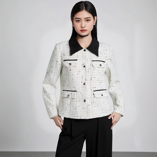 气质单排扣长袖 时尚 小香风外套 春秋款 W350