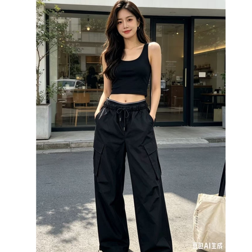 8399 春夏款时尚休闲宽松大口袋百搭工装裤JR