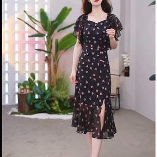 夏季 显瘦时尚 新款 修身 洋气连衣裙 法式 2193