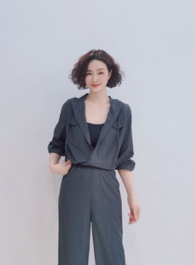 Z376 春季新款时尚通勤百搭显瘦休闲套装