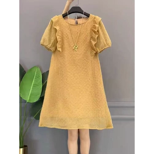 花边圆领宽松遮肚显瘦连衣裙JR 新款 B101 夏季