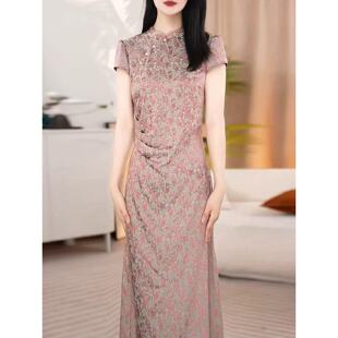 B036 夏季新款国风新中式优雅气质显瘦长款连衣裙