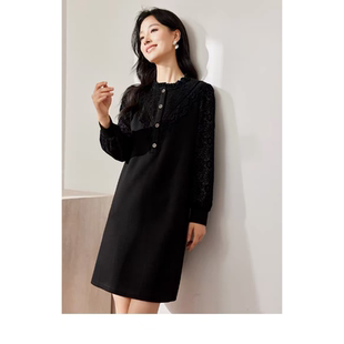蕾丝拼接宽松减龄长袖 时尚 连衣裙JR 春秋款 L940