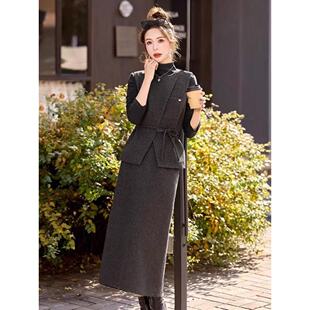 1522 小香风高级气质马甲打底半身裙三件套套裙MAN 春秋款