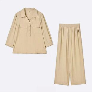 T951 春夏新款时尚休闲清爽舒适气质两件套套裤 JR