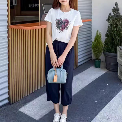 1611  夏季时尚哈伦裤休闲撞色T恤两件套裤