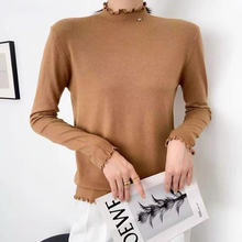 S025 秋冬款一体绒木耳边长袖内搭百搭打底衫YS