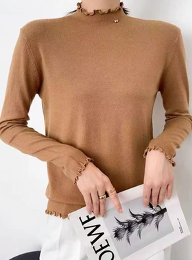 S025 秋冬款一体绒木耳边长袖内搭百搭打底衫YS