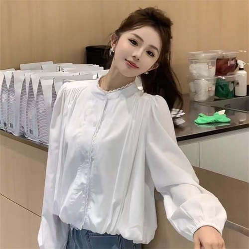 M551 春秋款韩版时尚休闲减龄花边百搭长袖衬衫MAN