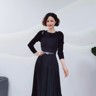 显瘦百搭拼接针织长款 L171 气质修身 时尚 连衣裙 秋冬款