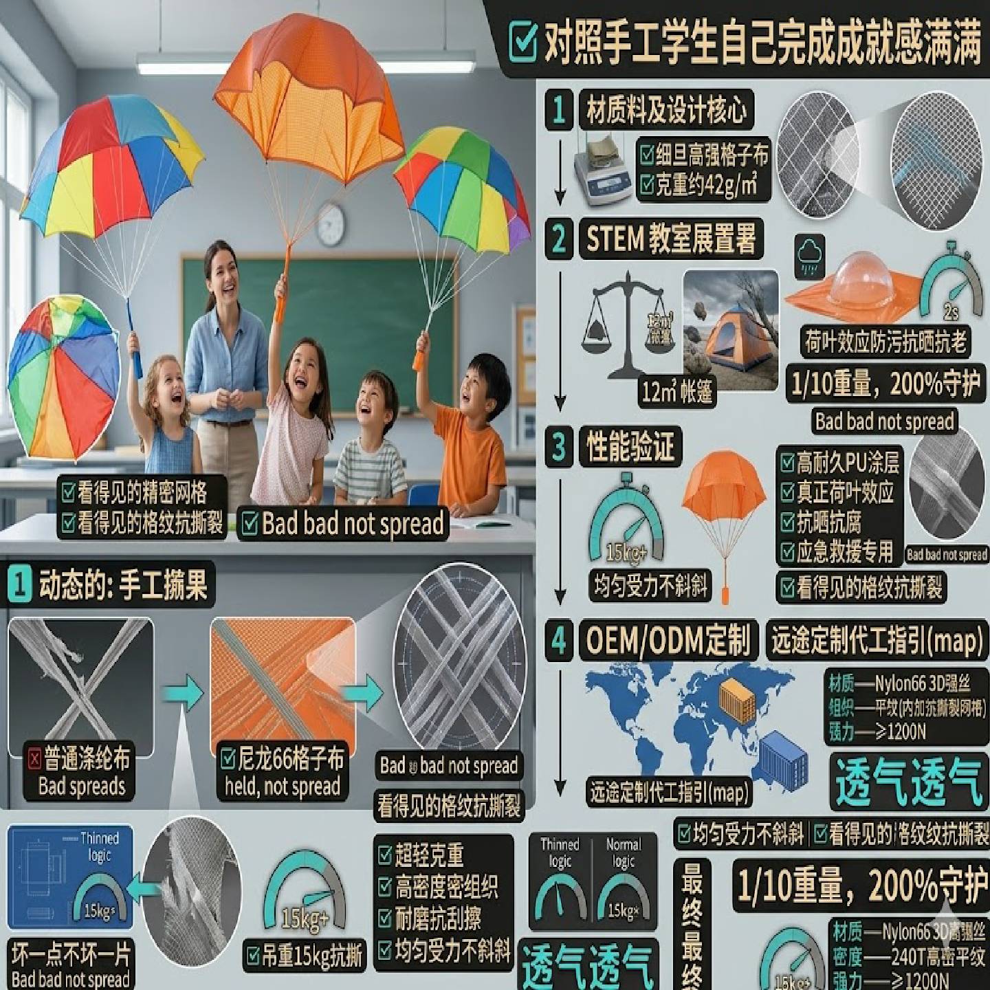 初学者降落伞DIY材料包科学实验图片
