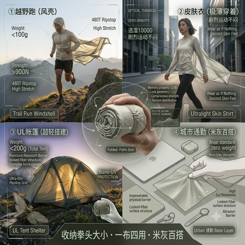 米灰16g尼龙66超轻风壳面料