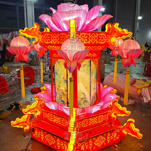 妈祖庙会走马灯笼传统民俗彩灯旋转宫灯天后宫娘娘花灯莲花灯定制