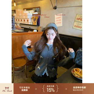 thepeachofficial【芭蕾小甜豆】假两件羊毛针织开衫A字短裤套装