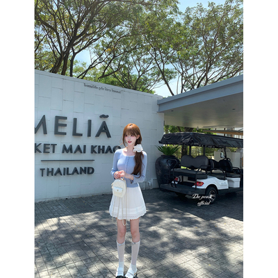 高街A字蕾丝拼接花边半裙