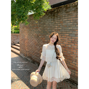 thepeachofficial【佩妮罗曼史】法式重工蕾丝拼接蛋糕连衣裙短裙