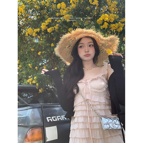 thepeachofficial【甜心Rachel】法式千金风重工蛋糕裙吊带连衣裙