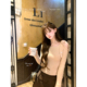 thepeachofficial 设计感露肩系带驼绒针织毛衣上衣 芭蕾小甜心