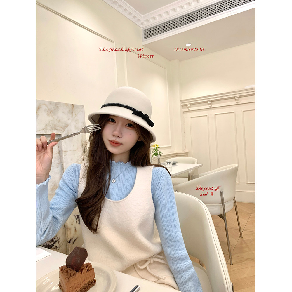 thepeachofficial【波恩美术馆】小香千金风羊毛呢无袖背心裙套装