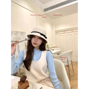 thepeachofficial【波恩美术馆】小香千金风羊毛呢无袖背心裙套装