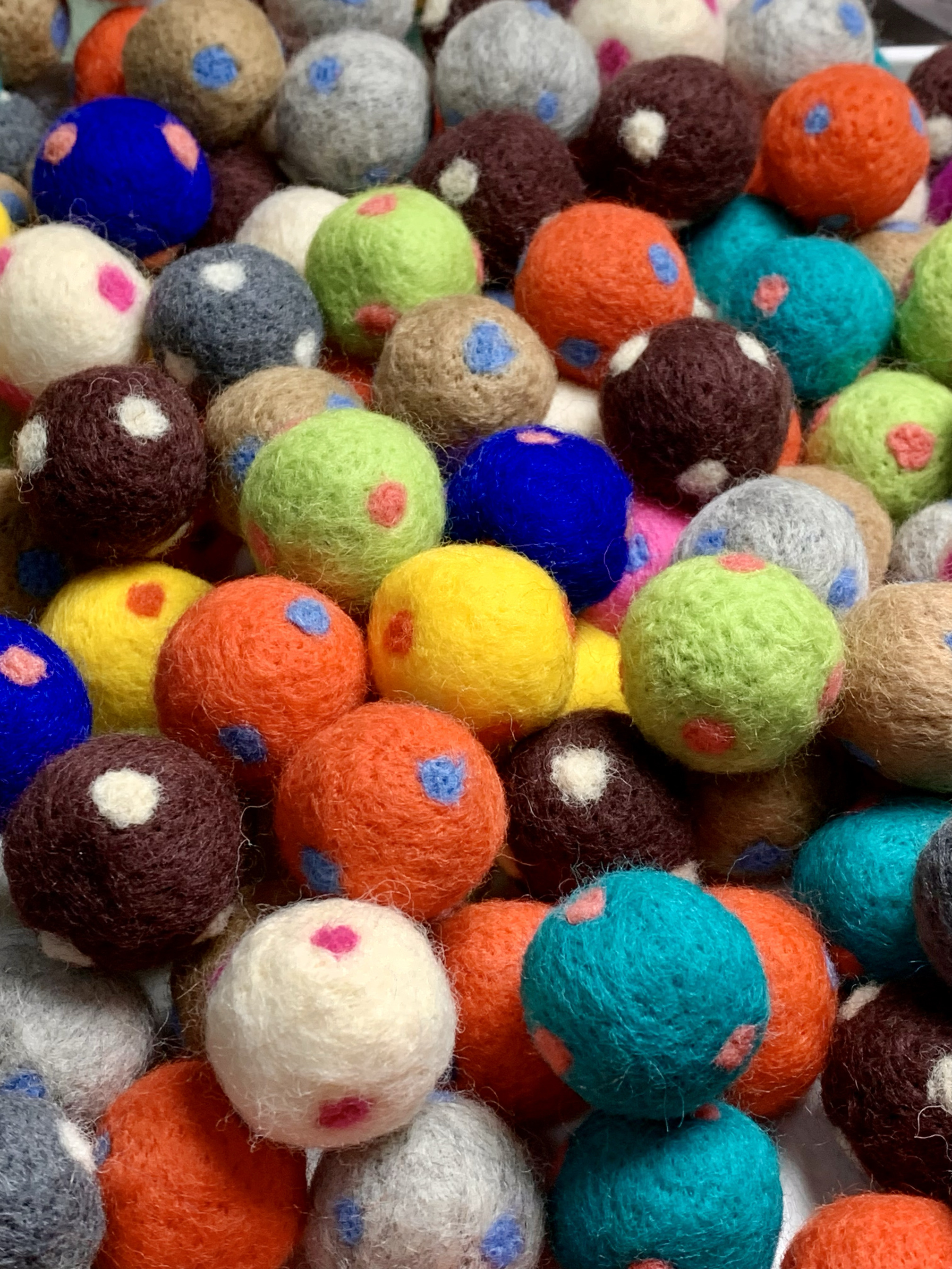 DIY羊毛毡球斑点3cm发饰手工糖果彩色戳戳乐饰品帽子挂件配件10个