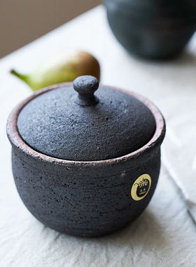 日本HECHIMON信乐烧匠人手作粗陶盐糖罐佐料罐日式家用盐罐糖罐