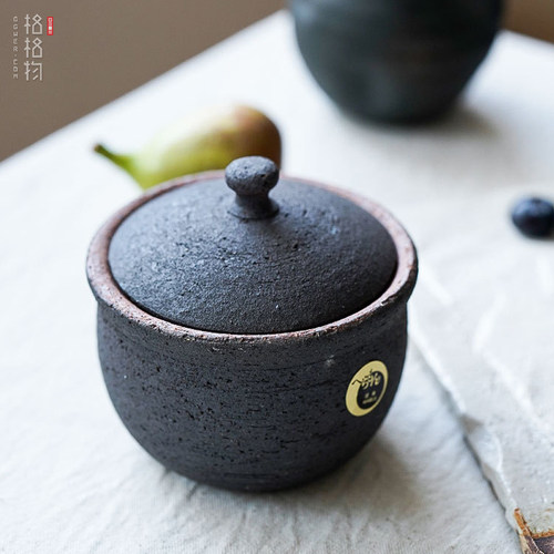 HECHIMON信乐烧粗陶日本盐罐糖罐