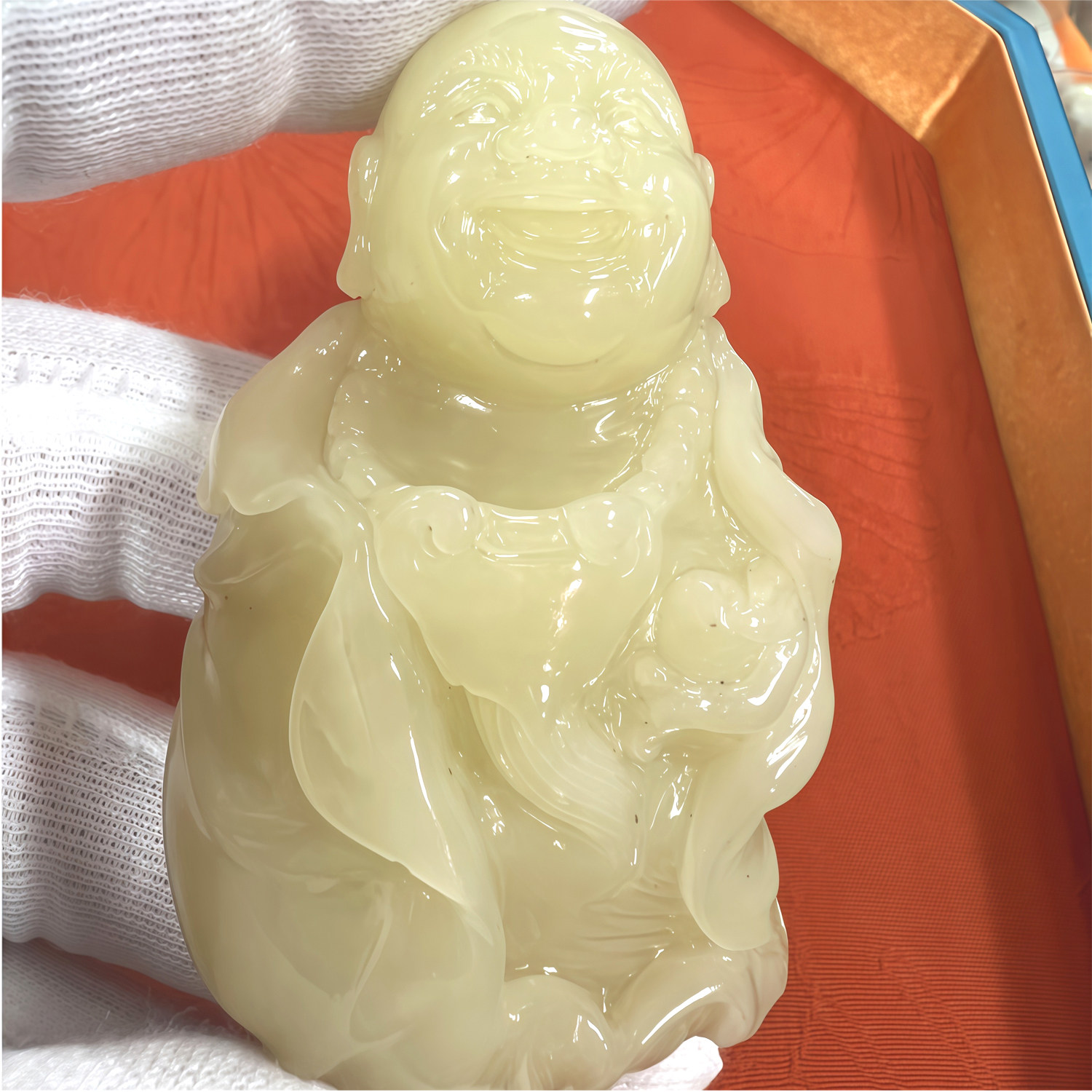 寿山石手把玩件 老性芙蓉冻石 福在眼前神童手件礼品文玩 裕和轩