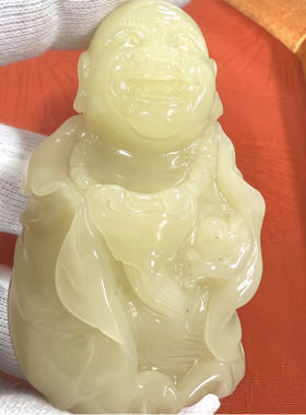 寿山石手把玩件 老性芙蓉冻石 福在眼前神童手件礼品文玩 裕和轩