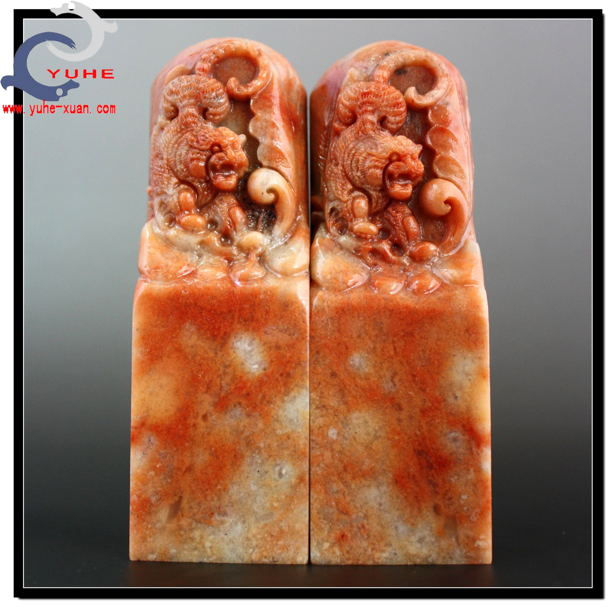 寿山石雕印章 金石篆刻 芙蓉石 王者 气派老虎对章【裕和轩】B7-1