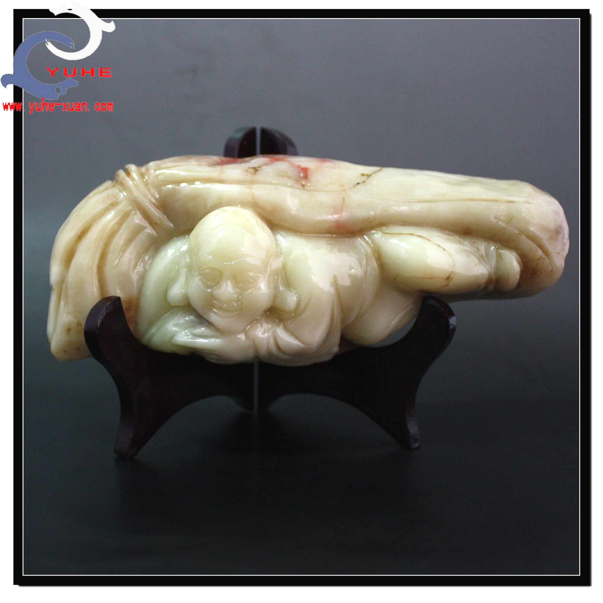 寿山石摆件 国石真品 芙蓉冻石 福在眼前 弥勒摆件【裕和轩】A57