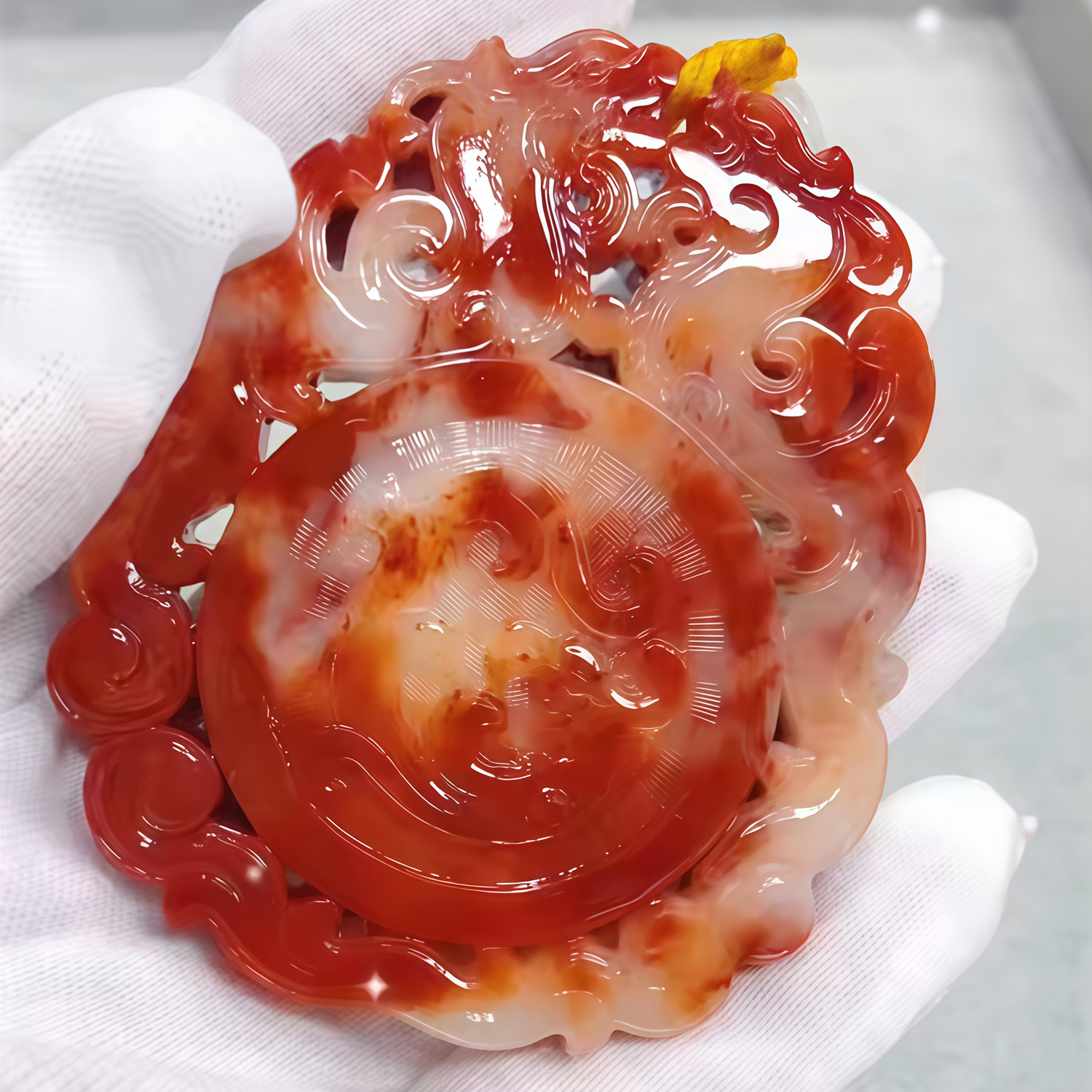 寿山石挂件奔驰宝马汽车车挂 芙蓉冻石古龙手牌 高档商务礼裕和轩