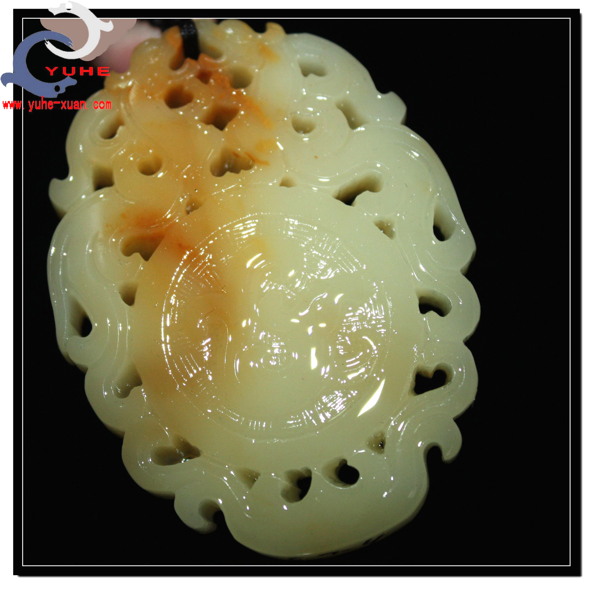 寿山石挂件 国石真品 芙蓉冻石 精美螭龙手牌挂件【裕和轩】C7-4