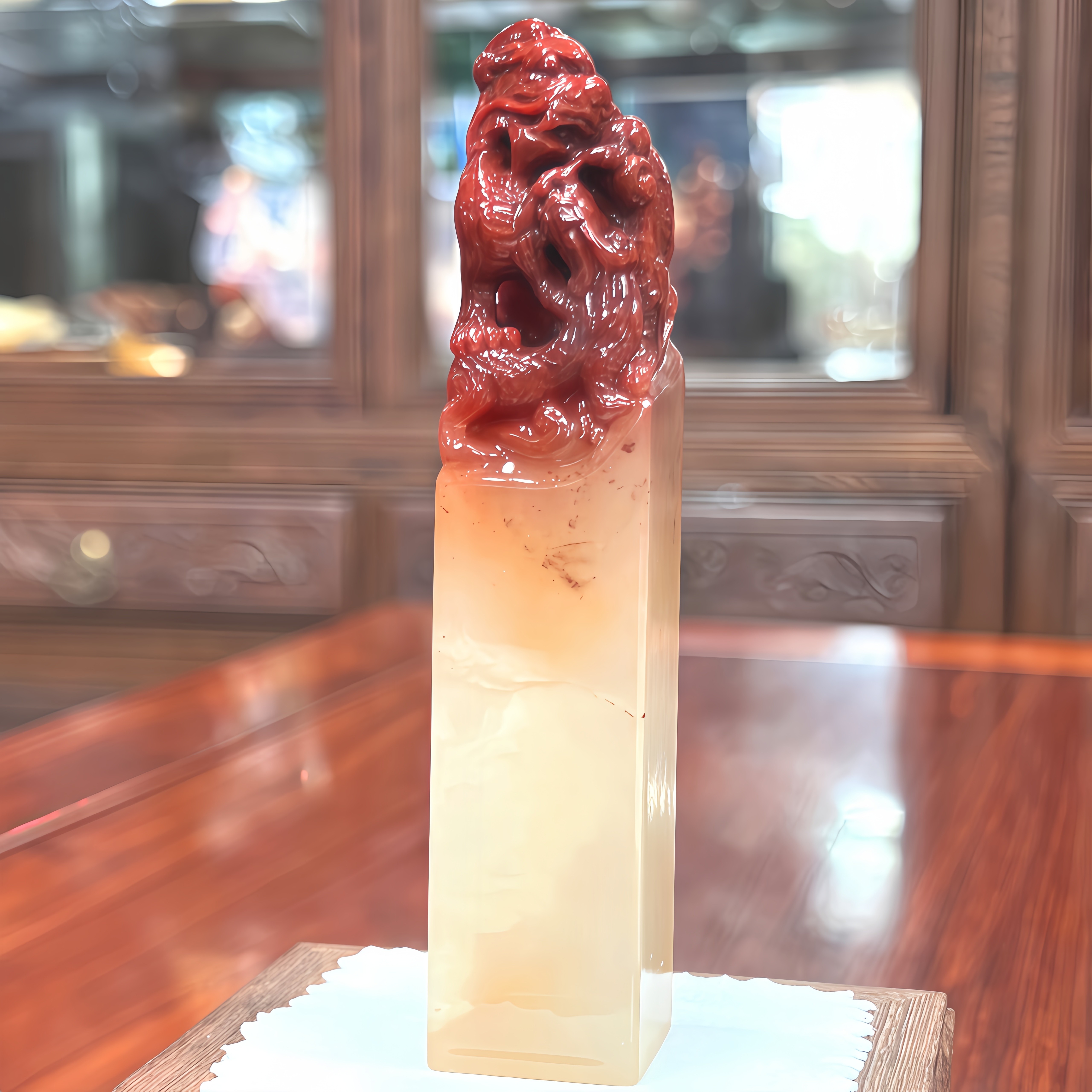 寿山石印章荔枝冻石代代传承貔貅印章礼品珍藏方章裕和轩