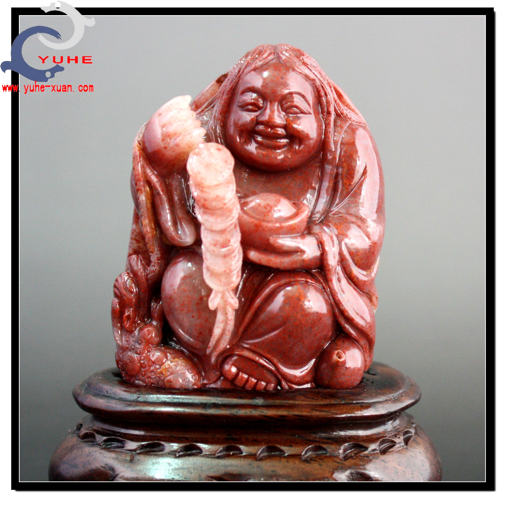 寿山石摆件 真品 高山水洞　刘海戏金蟾 精品摆件【裕和轩】B7-6