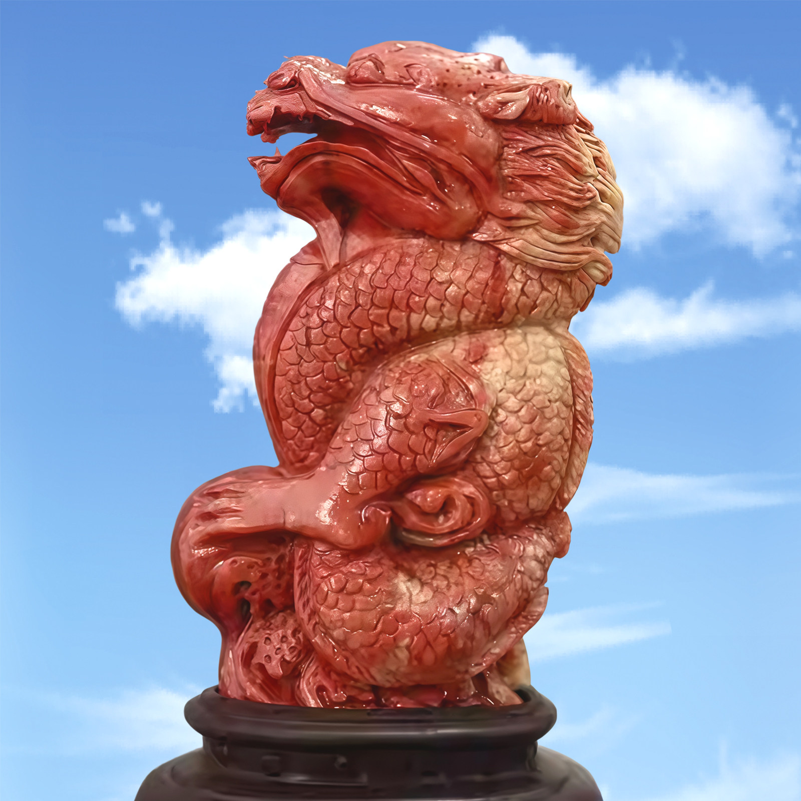 寿山石摆件 芙蓉石 龙戏珠小摆件礼品文玩商务礼鸿运当头 裕和轩