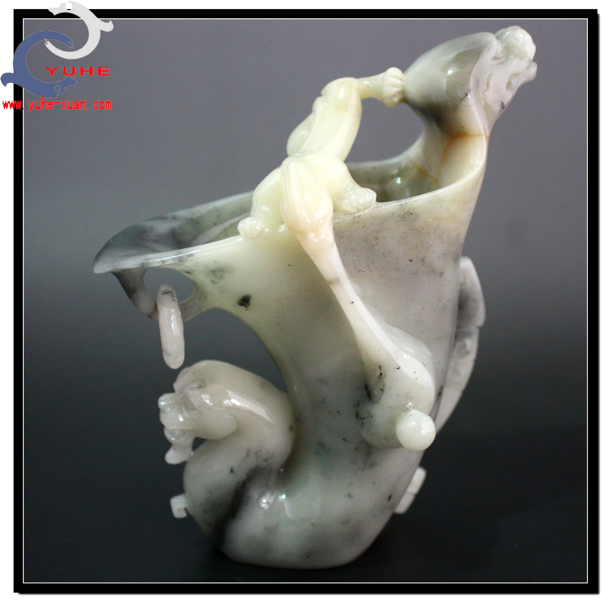 寿山石手工摆件国石真品 芙蓉冻石 貔貅酒尊精品摆件【裕和轩】C7