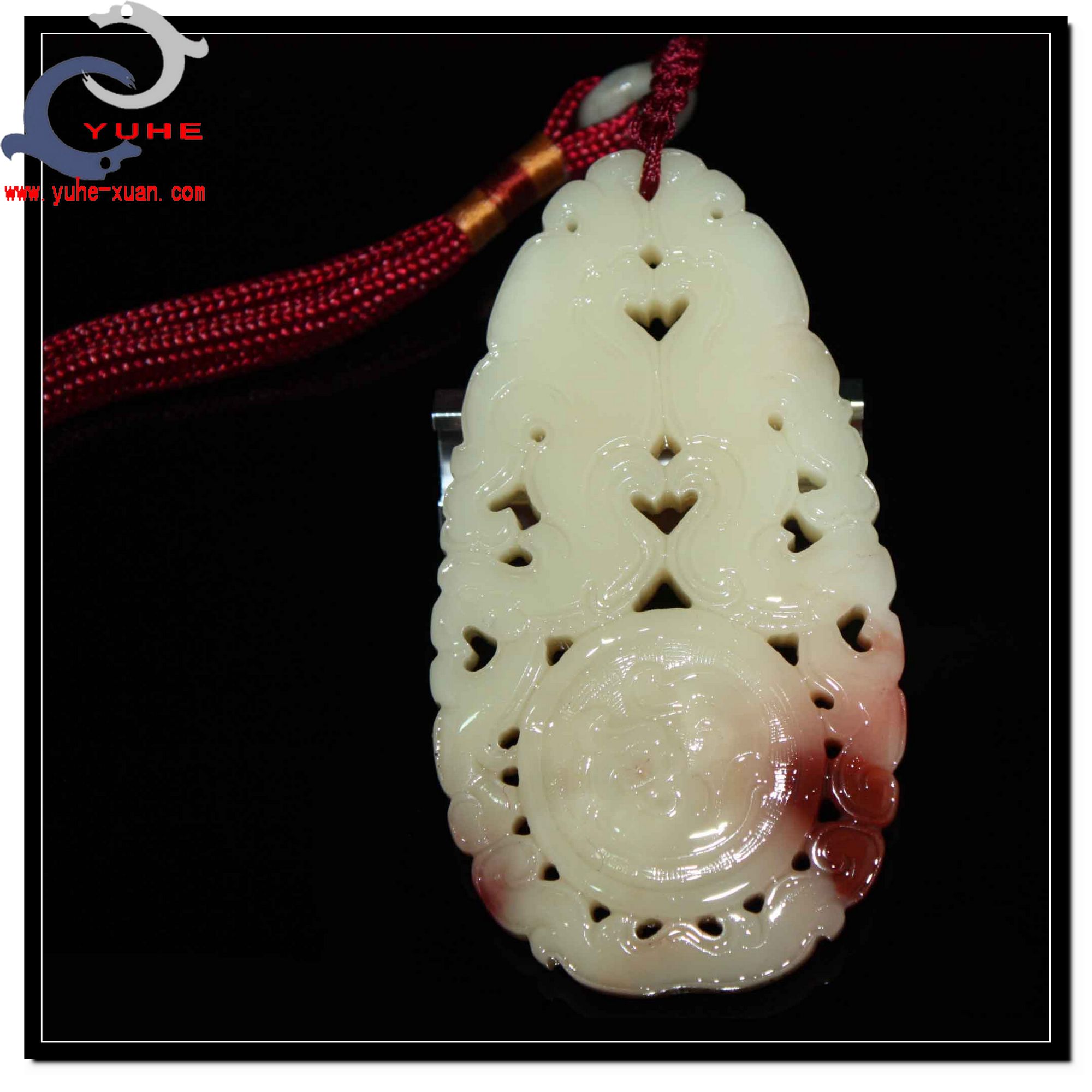 寿山石手件 国石真品芙蓉冻石 精美螭龙手牌挂牌文玩【裕和轩】E7