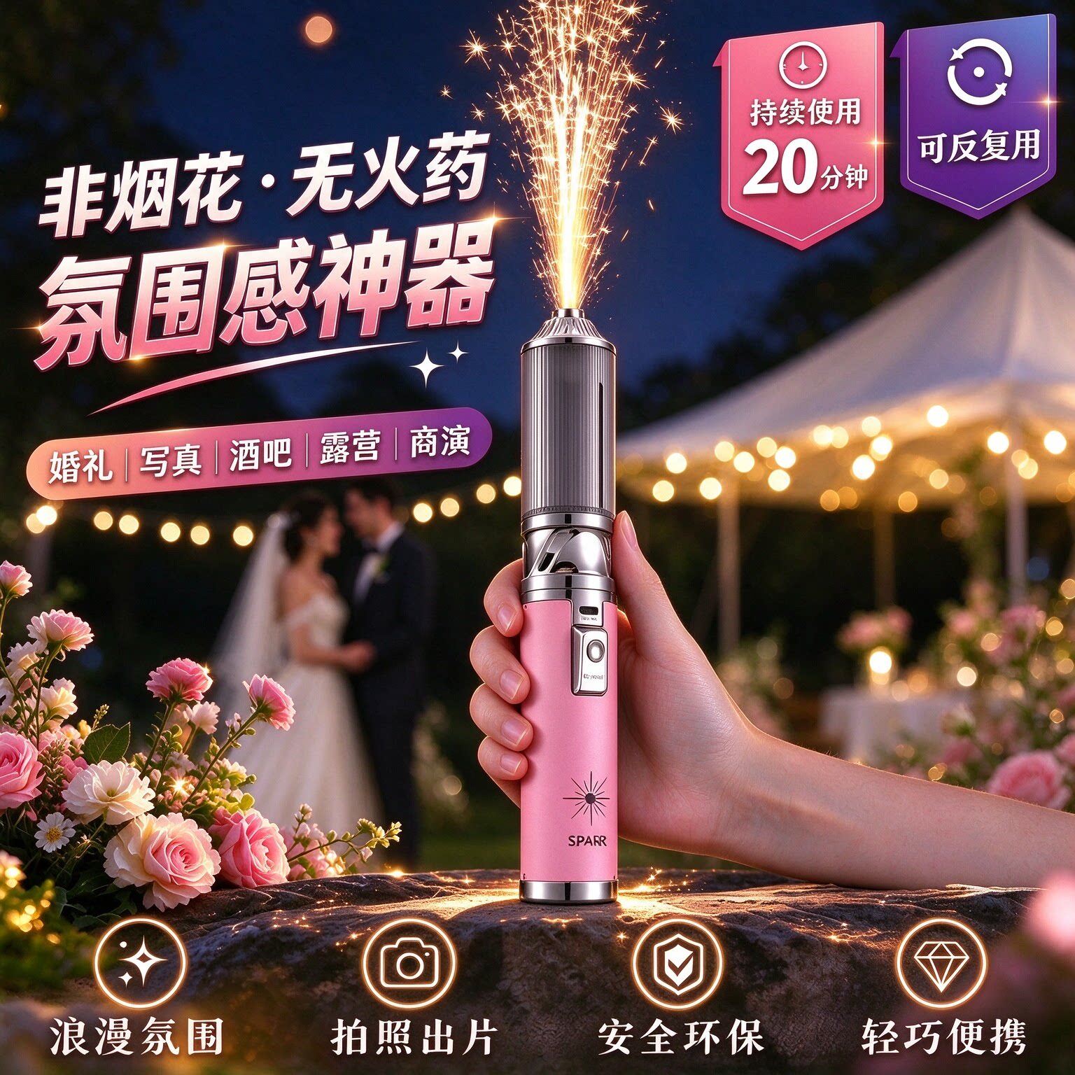 焦点氛围棒打火机户外手持火花特效喷枪婚庆节日拍照气氛道具礼花