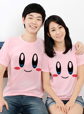 cec休闲半截袖游戏周边粉红色女装T恤原创创意可爱星之卡比情侣装