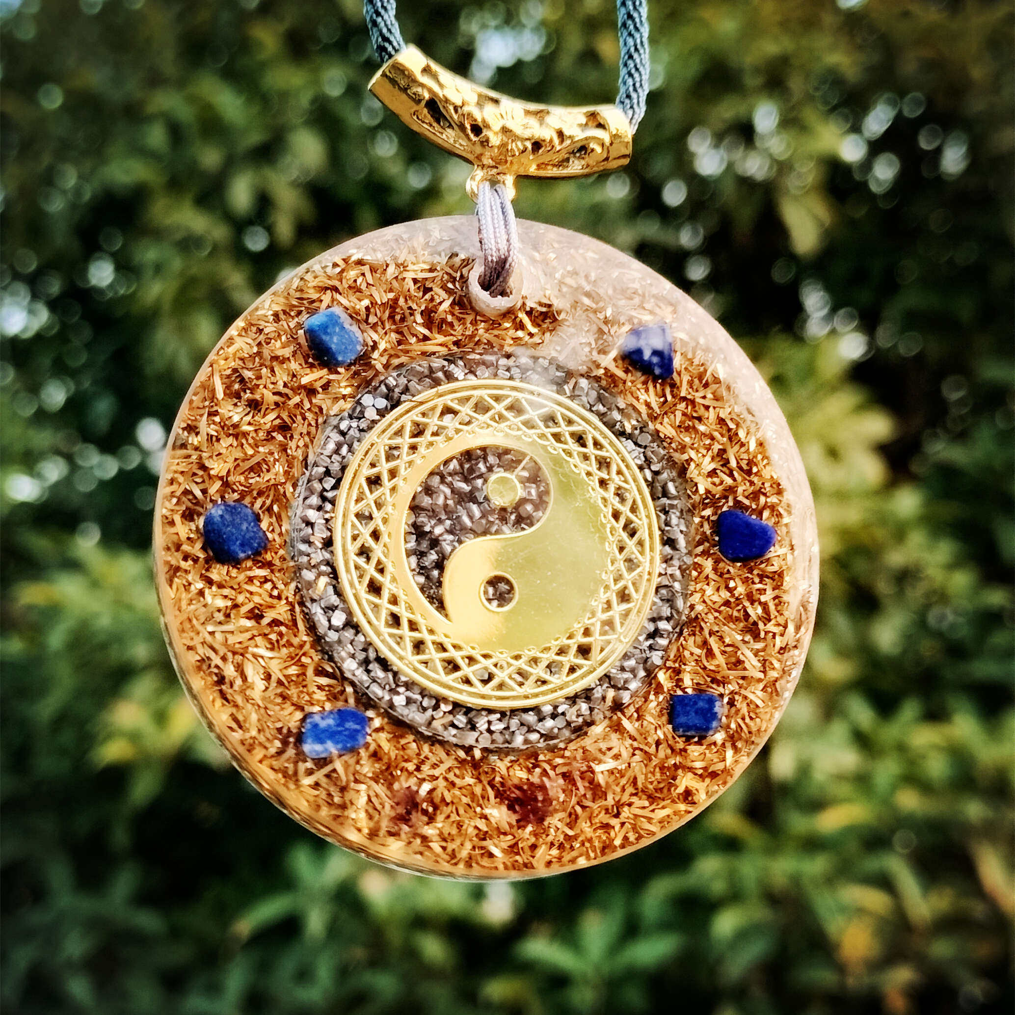 海外订单 防辐射 吊坠铜锌树脂小圆饼车挂件 星塔制作手工艺