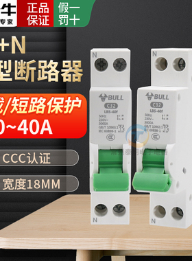 公牛空气开关LB5-40家用空开1p+N小型断路器220V总闸电闸双进双出