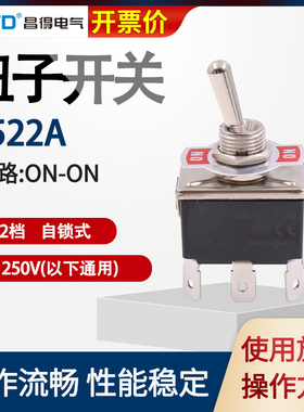 CNTD昌得钮子开关插片6脚2档拨动摇臂15A电源C522A拨档两摇头转换