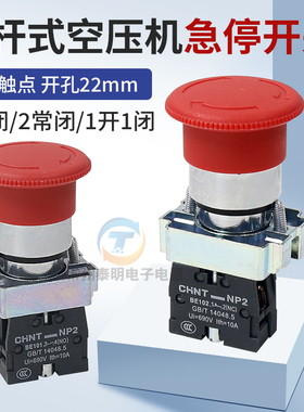 CHNT正泰紧急急停按钮开关控制盒自锁BS542停止带钥匙NP2常闭22mm