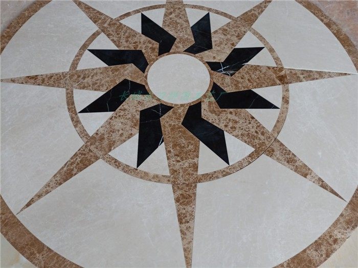 大理石欧式别墅客厅玄关电梯大堂石材走廊地面水刀拼花